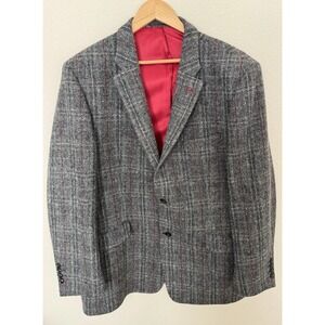 Harris Tweed Nicolini Men's Pure New Wool Jacket Blazer Size 46R Gray Classic